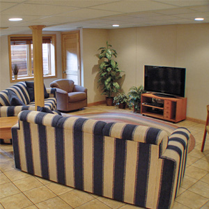 A Finished Basement Living Room Area in Carol Stream, IL